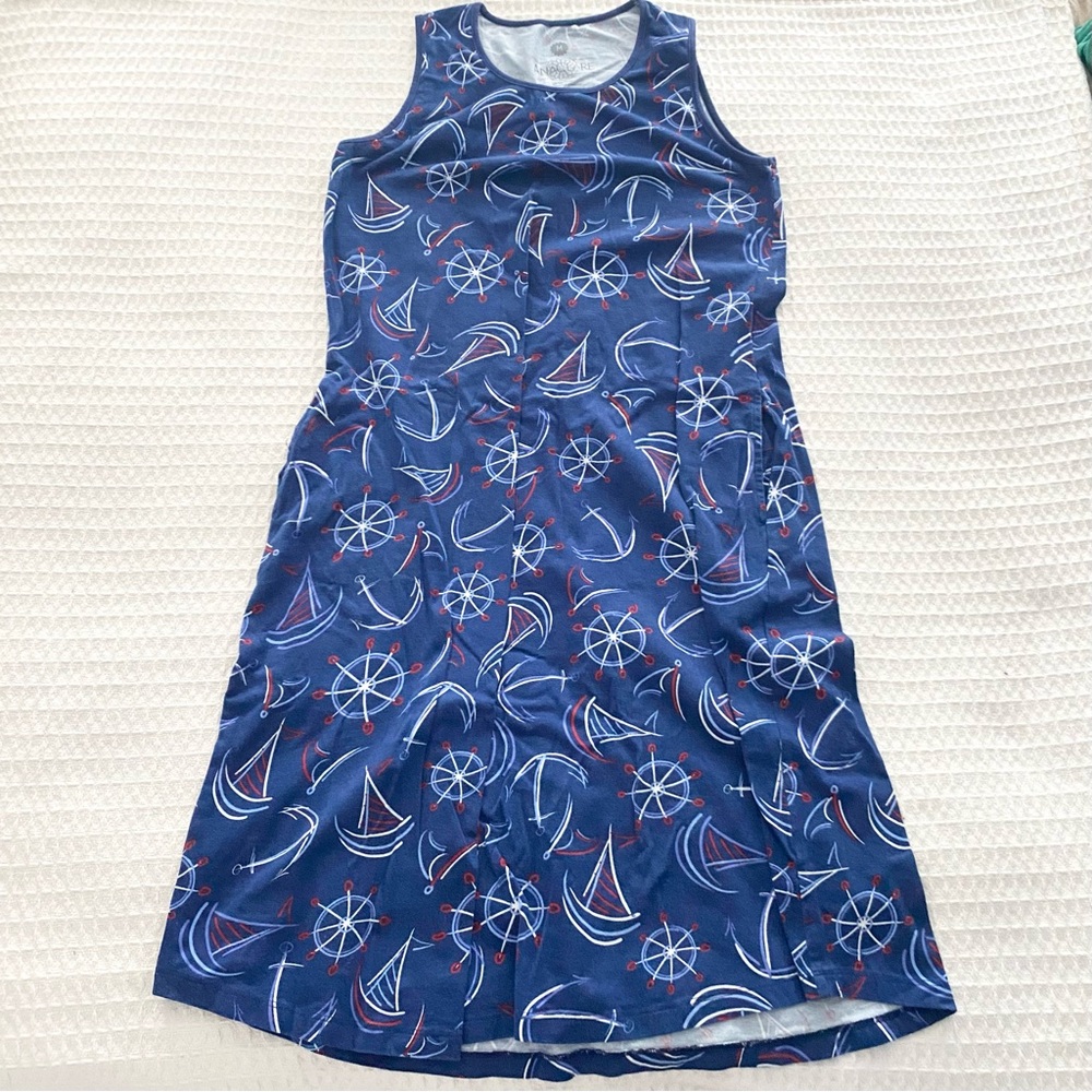 Ana Clare Nautical Blue Sleeveless Dress Medium